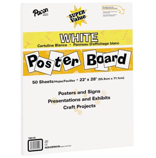 Ucreate Poster Board, White, 22 X 28, 10 Sheets Per Pack, 3