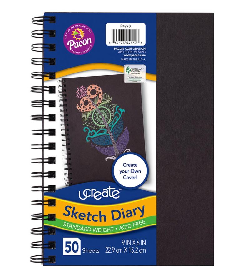 UCreate Create Your Own Cover Sketch Diary, Black Chip Cvr., 9" X 6 ...