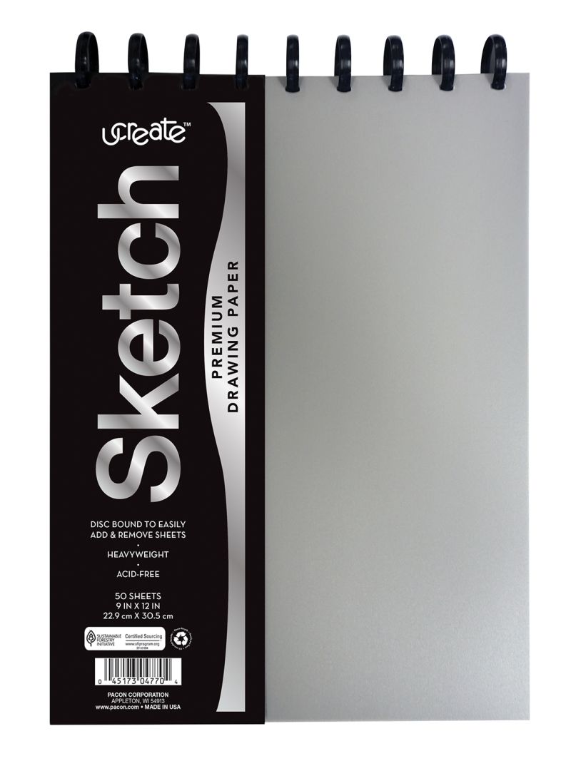 UCreate Disc Bound Sketch Book, Heavyweight, Silver, 9" X 12", 50 ...