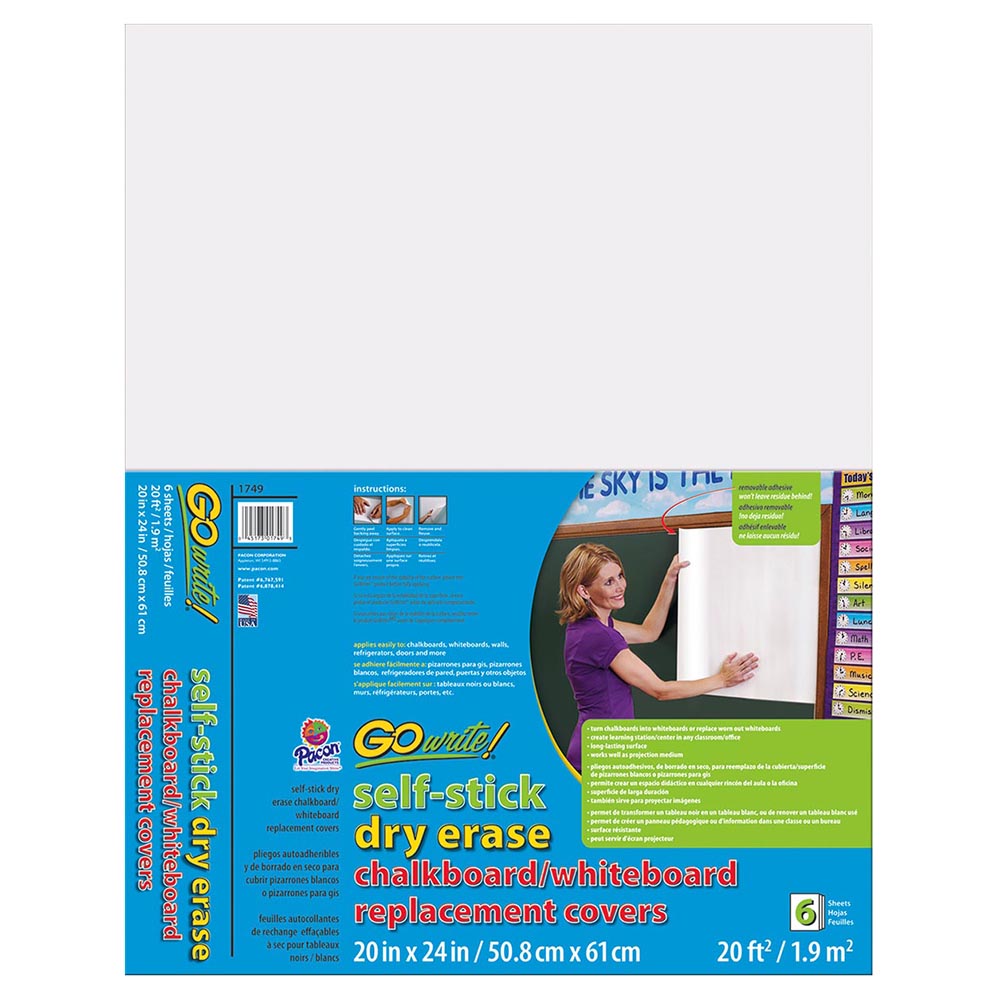 Magnetic Whiteboard Sticker Non-Adhesive Back 48 x 36 Inches Thick