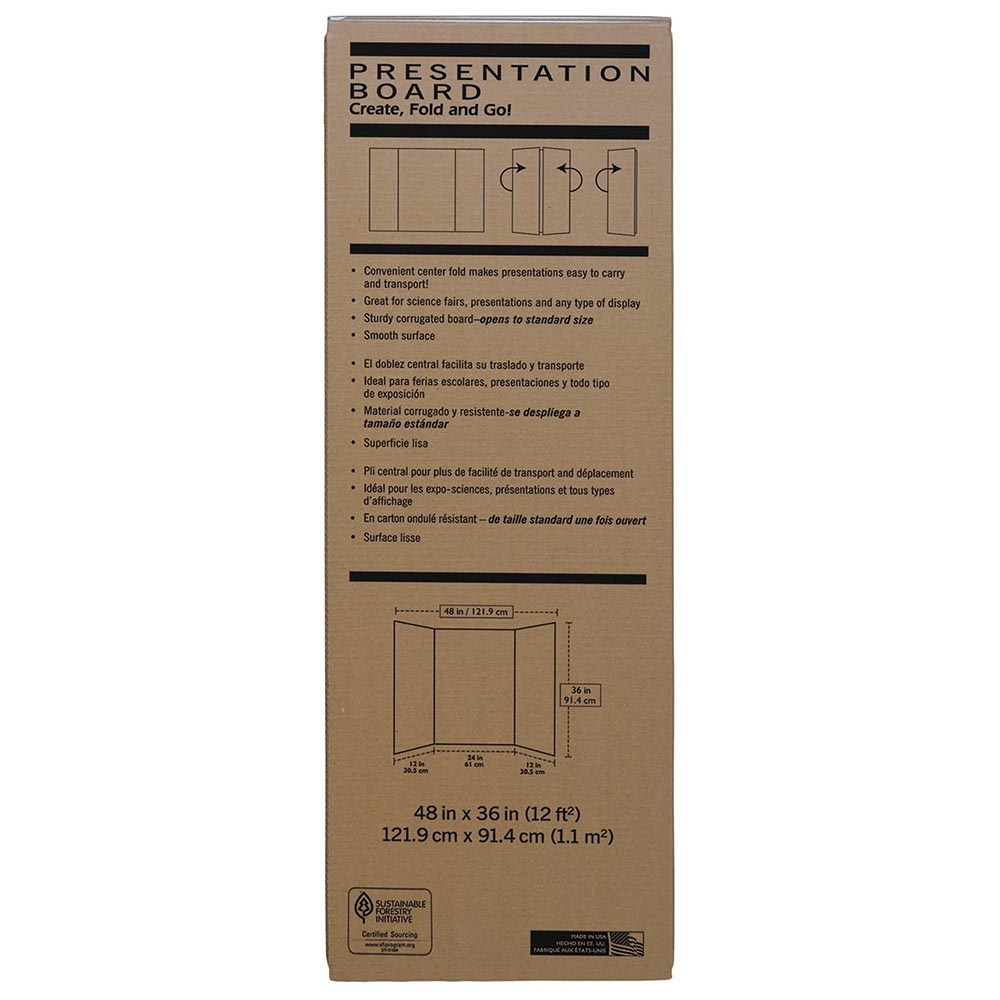 White Pacon 3784 Extra Fold Presentation Board 48 x 36 Size Pack of 6 