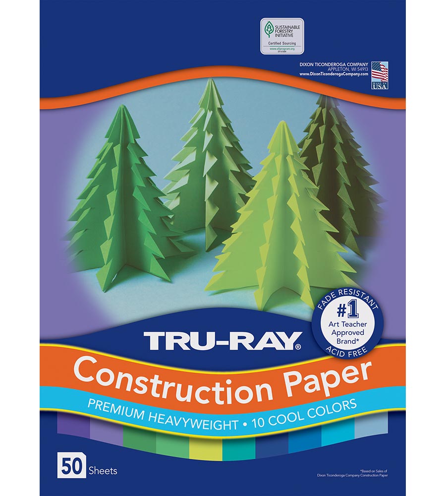 Pacon Tru-Ray Construction Paper, 76 lbs., 9 x 12, Turquoise, 50