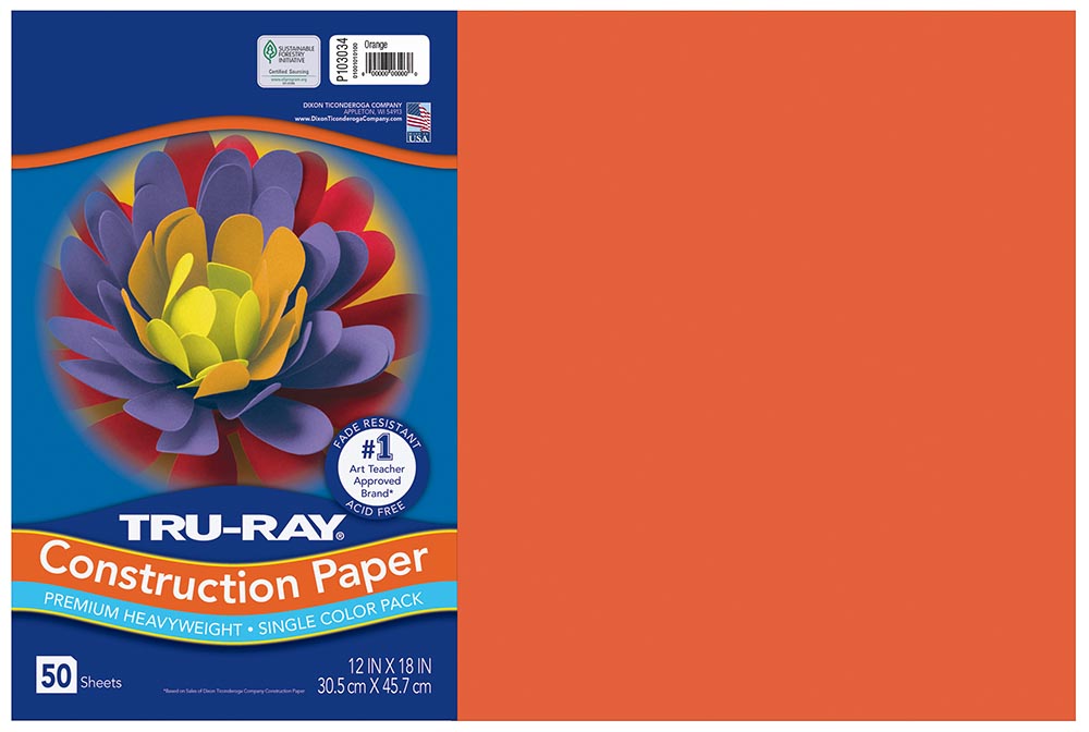 Pacon Tru-Ray Construction Paper, 76lb, 12 x 18, Assorted Bright Colors, 50/Pack