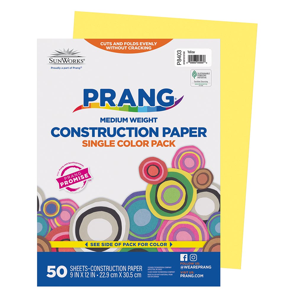 Pacon 3D Riverside Construction Paper, Yellow, 12 x 18, 50 Sheets